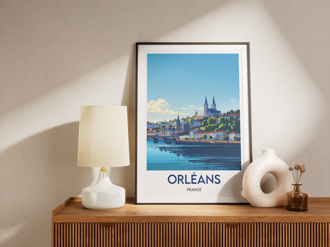 Orleans France Loire River Cathedral Spires Cityscape Poster - Image 2