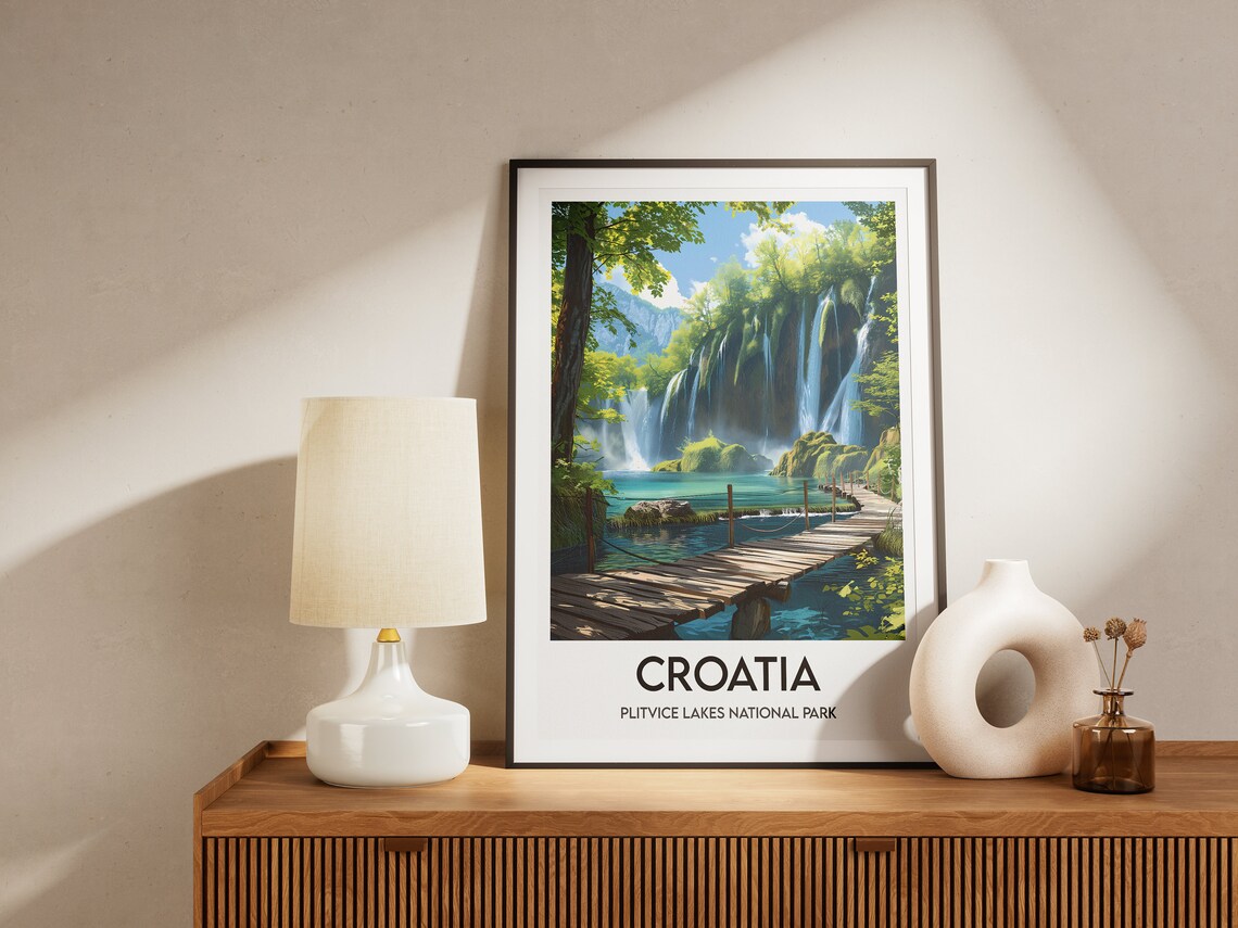 Plitvice Lakes Travel Poster, Croatia Travel Poster - Image 2