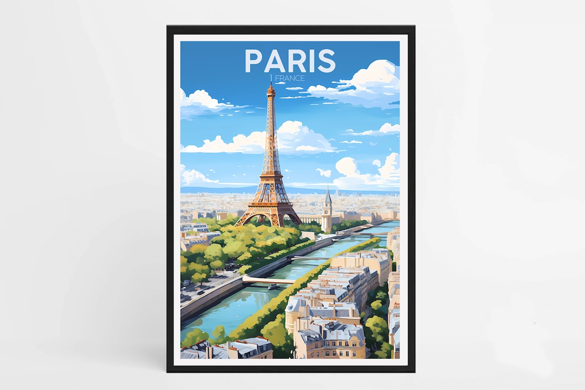 Paris Minimalist Travel Poster, Eiffel Tower Art Print