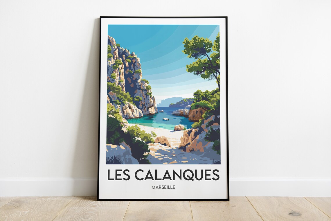 The Calanques Marseille Travel Poster, France