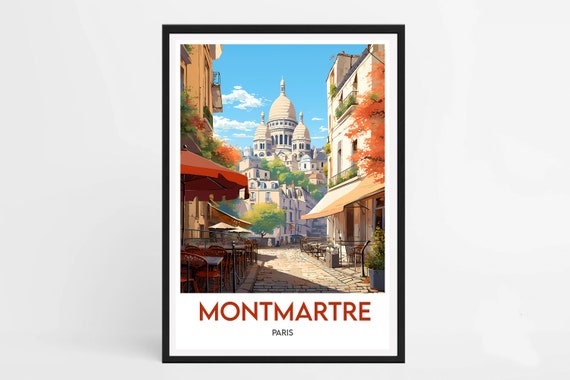 Montmartre Minimalist Illustration, France Travel Poster
