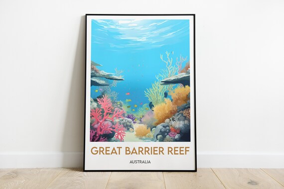 Coral Reef Poster Australia Travel Poster Interior Decoration Australia Poster Great Barrier Reef