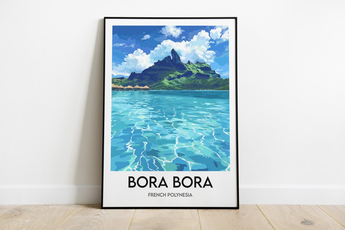 Bora Bora Turquoise Lagoon Mount Otemanu Island Travel Poster