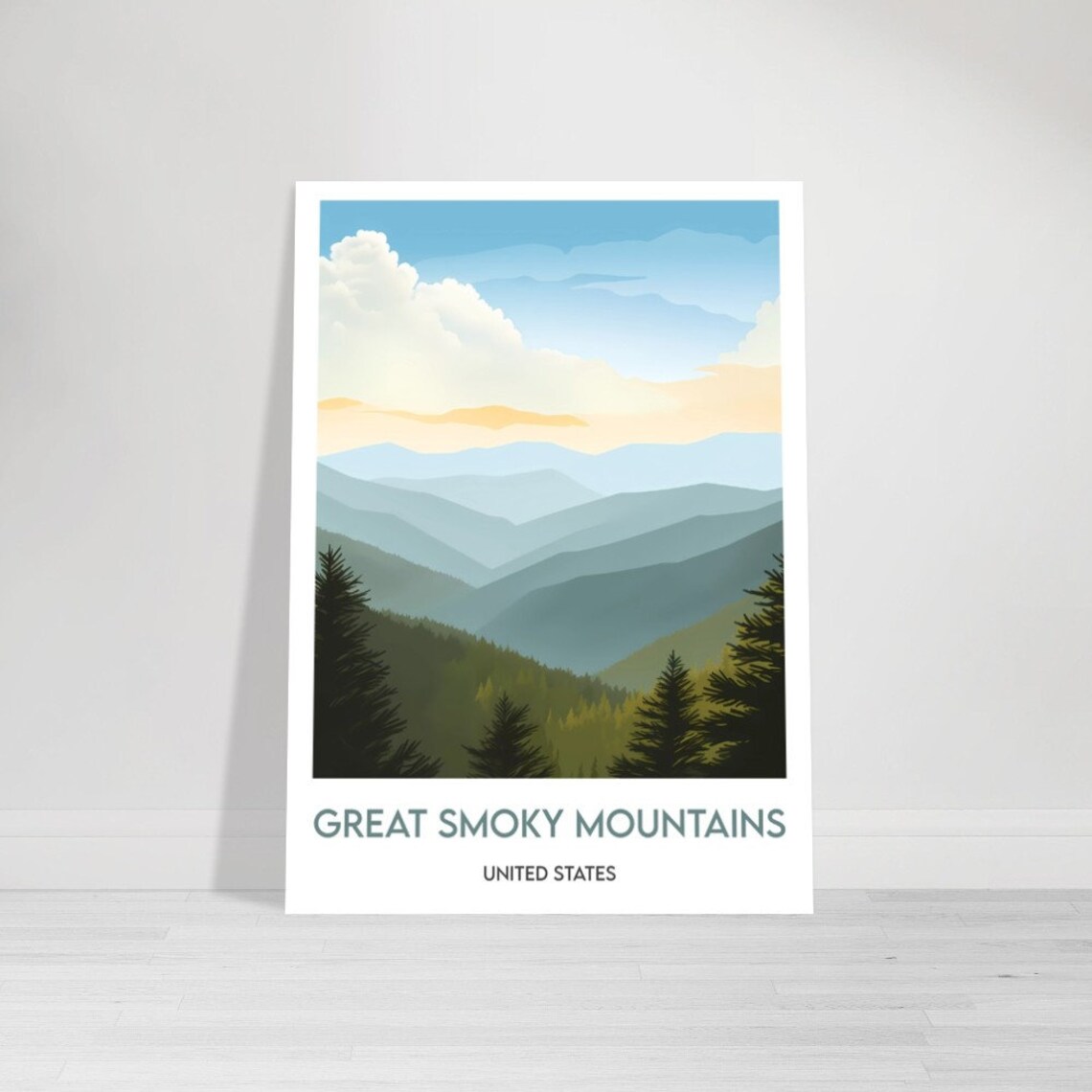 Great Smoky Mountains United States Layered Ridges Pines Travel Poster - Image 2