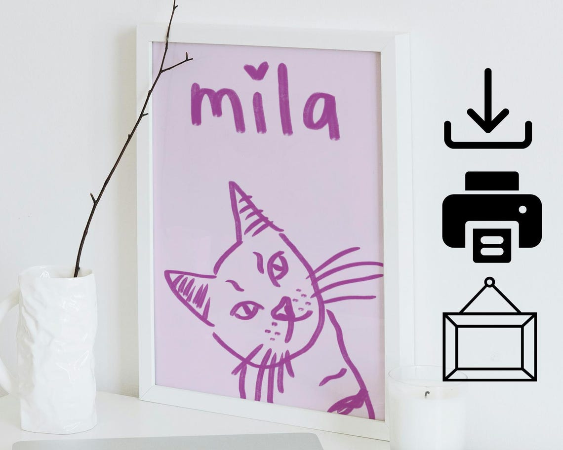 Cute Badly Drawn Pet Portrait Personalized Custom Cat Unique Poster Dog Cutest Mom Gifts - Image 3