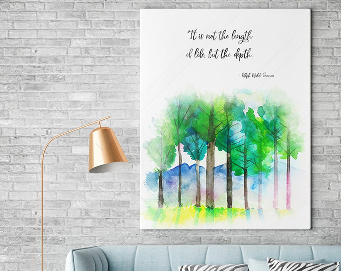 Ralph Waldo Emerson Length Of Life But The Depth Forest Watercolor Print