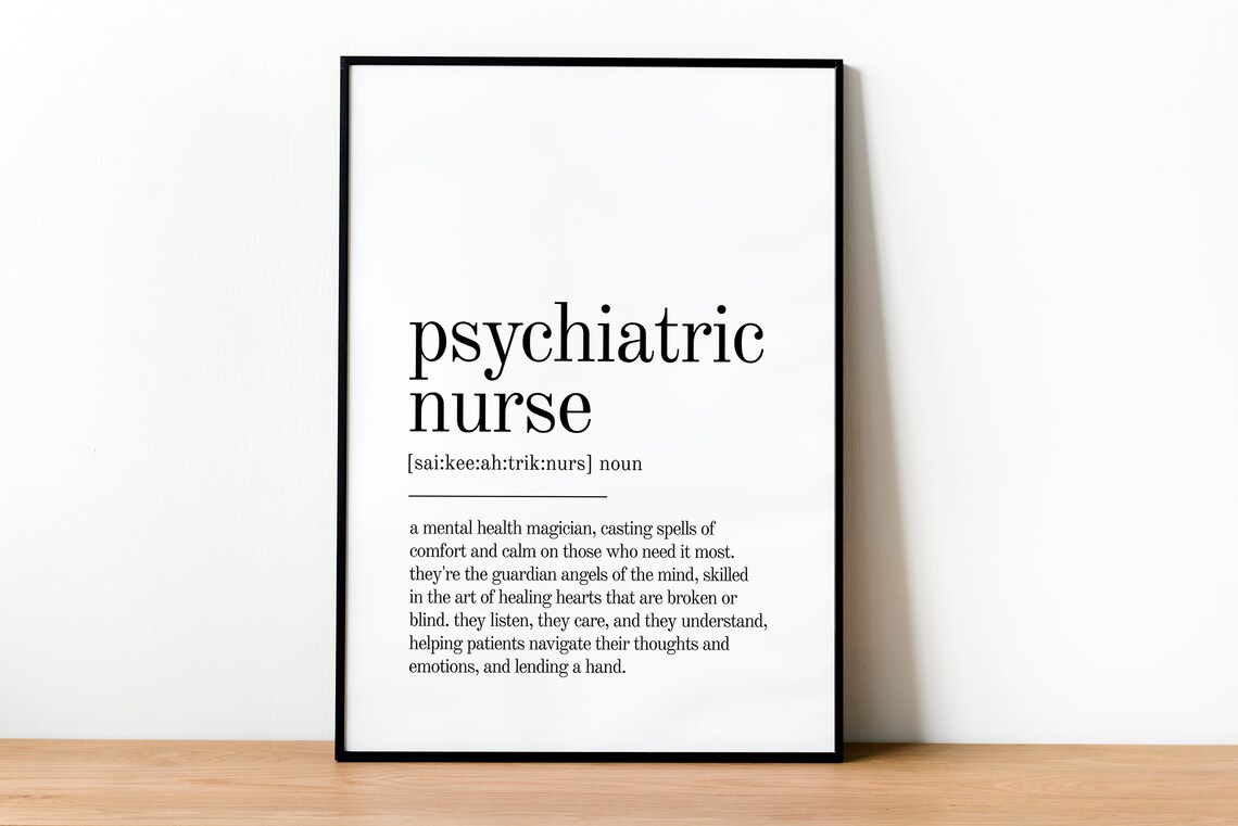 Psychiatric Nurse Dictionary Definition Minimalist Typography Gift Poster - Image 2