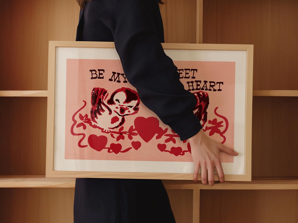 Tweet Heart Retro Valentines Day Poster, Kitchen Decor - Image 2