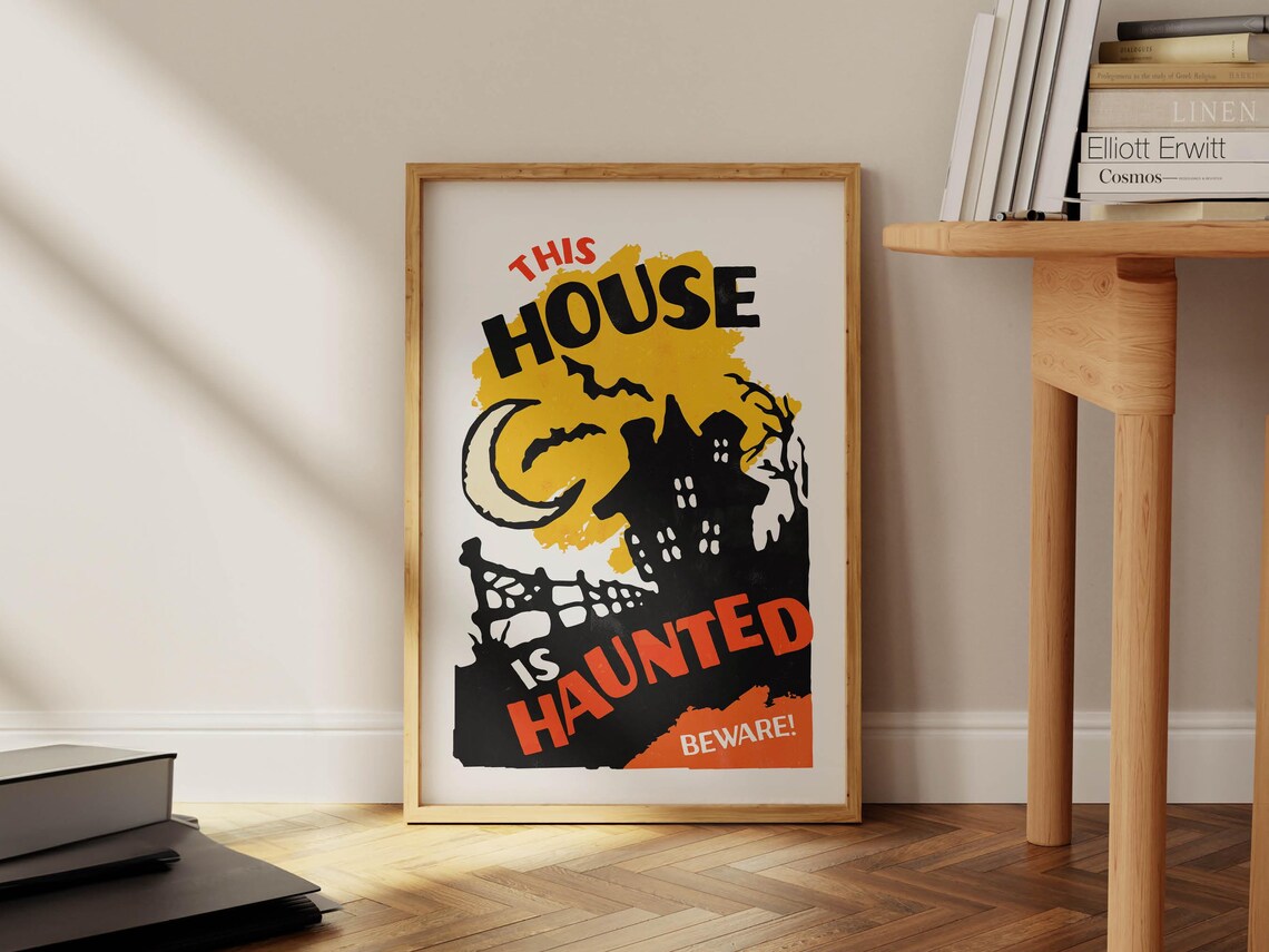 Haunted Halloween Retro Art Print, Kitchen Decor