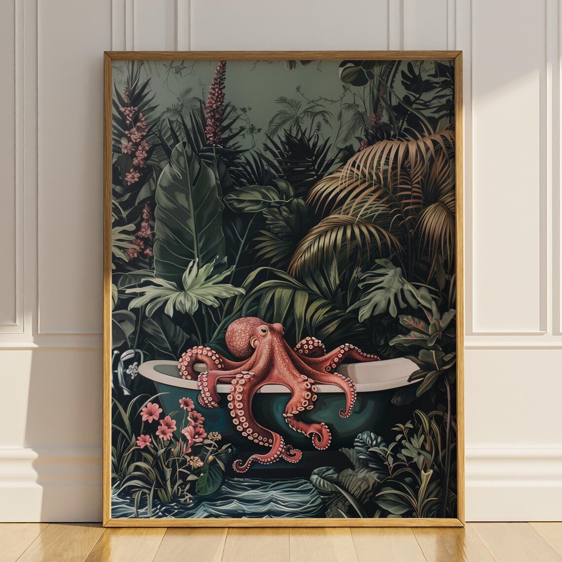 Octopus Bathroom Poster, Funny Bathroom Wall Decor