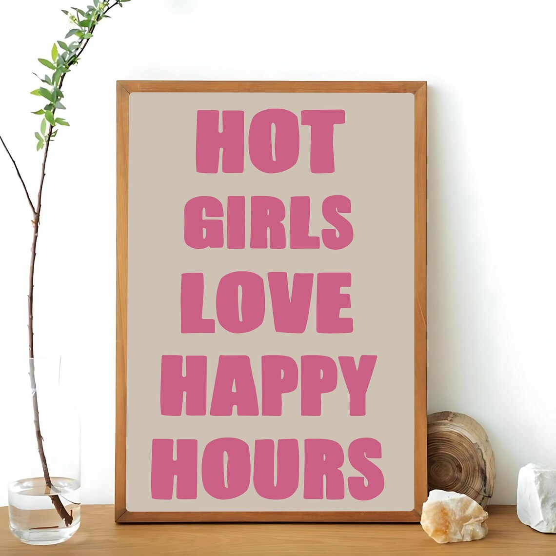 Hot Girls Love Happy Hour Guest Check Print Trendy Wall Art Bar Cart Print Guest Check Poster Trendy Art Wall Prints Pink Preppy - Image 3