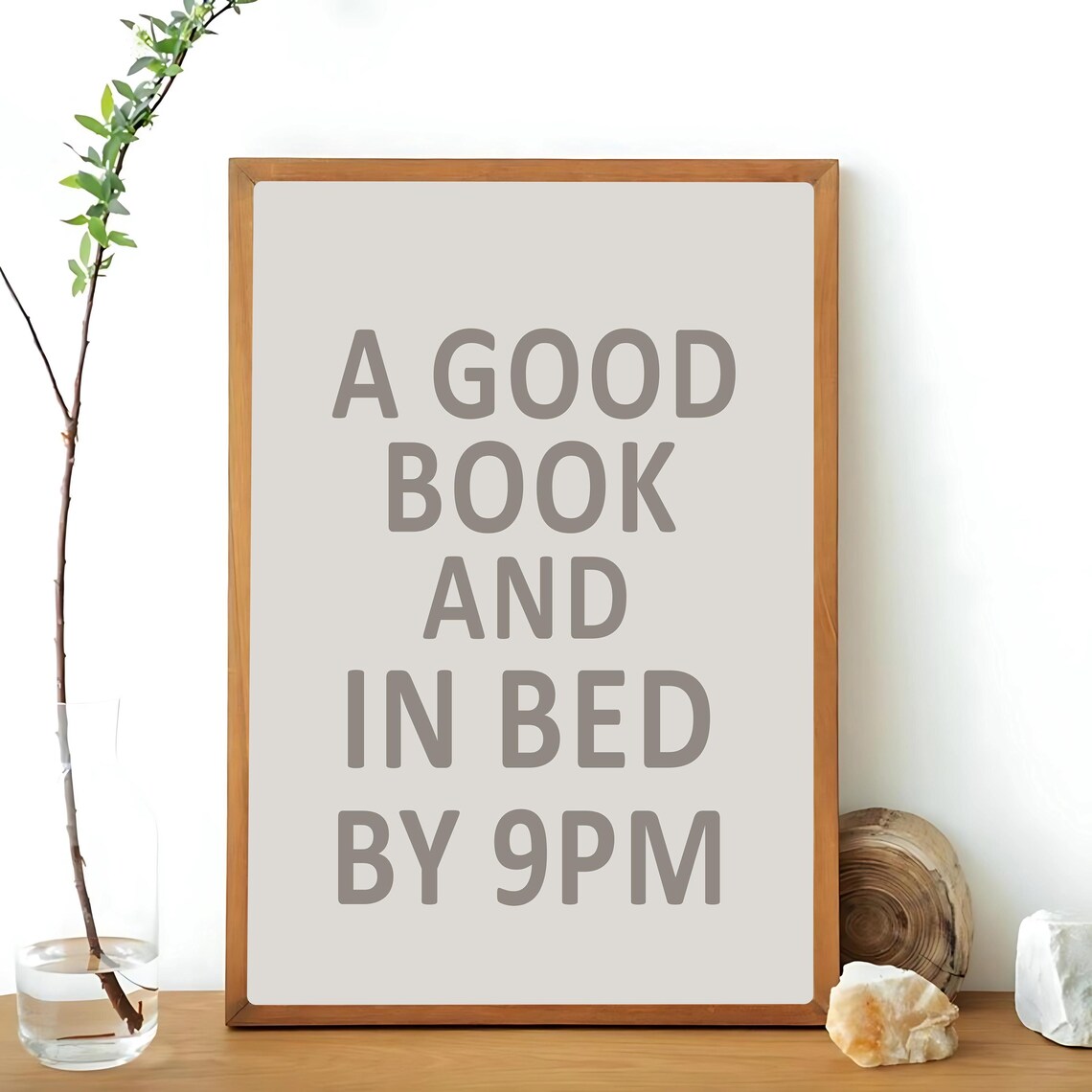 A Good Book and In Bed by 9PM Quote Poster Gift for Book Lovers - Image 3