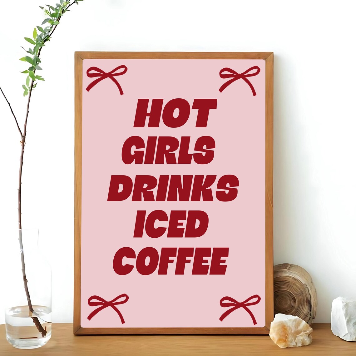 Hot Girls Drink Iced Coffee, Coquette Kitchen Decor - Image 3