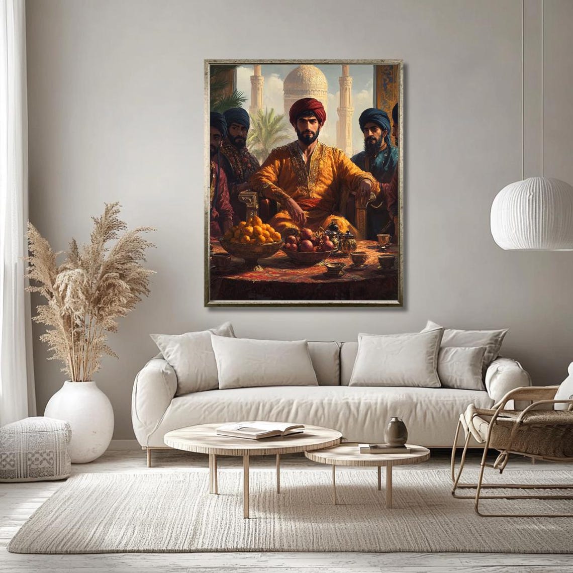 Middle Eastern Sultan Royal Feast with Fruit Spread Palace Art Poster - Image 3