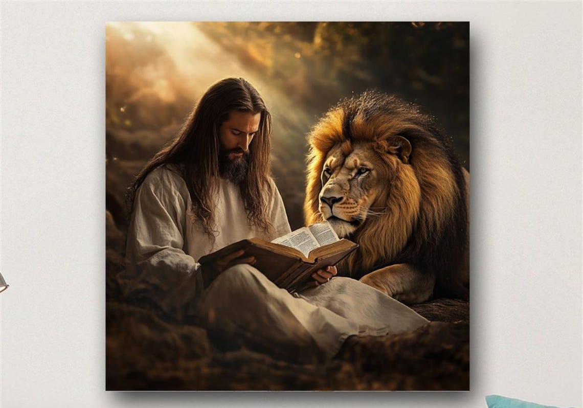 Jesus and the Lion Poster: Reading Scripture Together in Golden Light