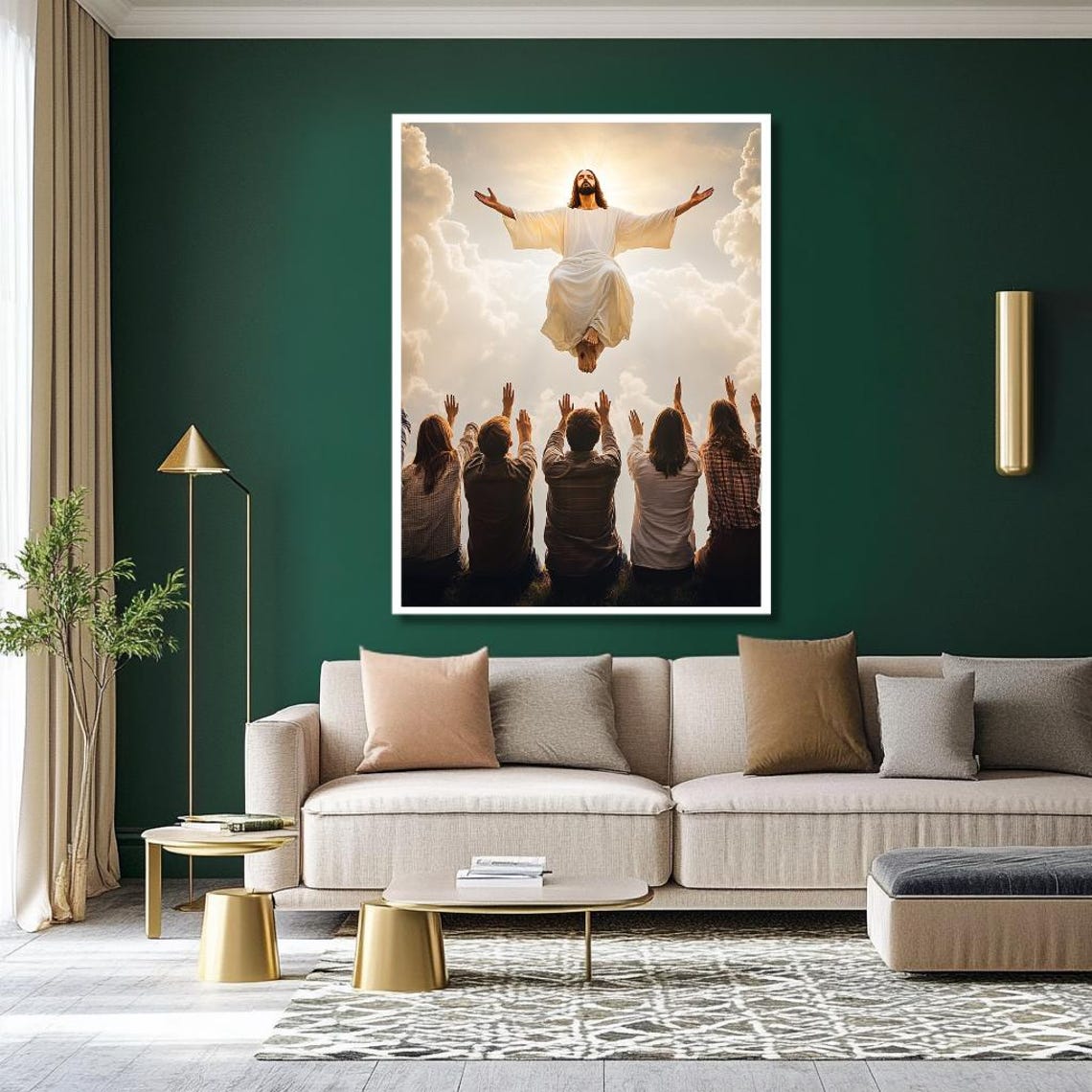 Jesus Ascending to Heaven With Arms Outstretched Over the Crowd Poster - Image 2