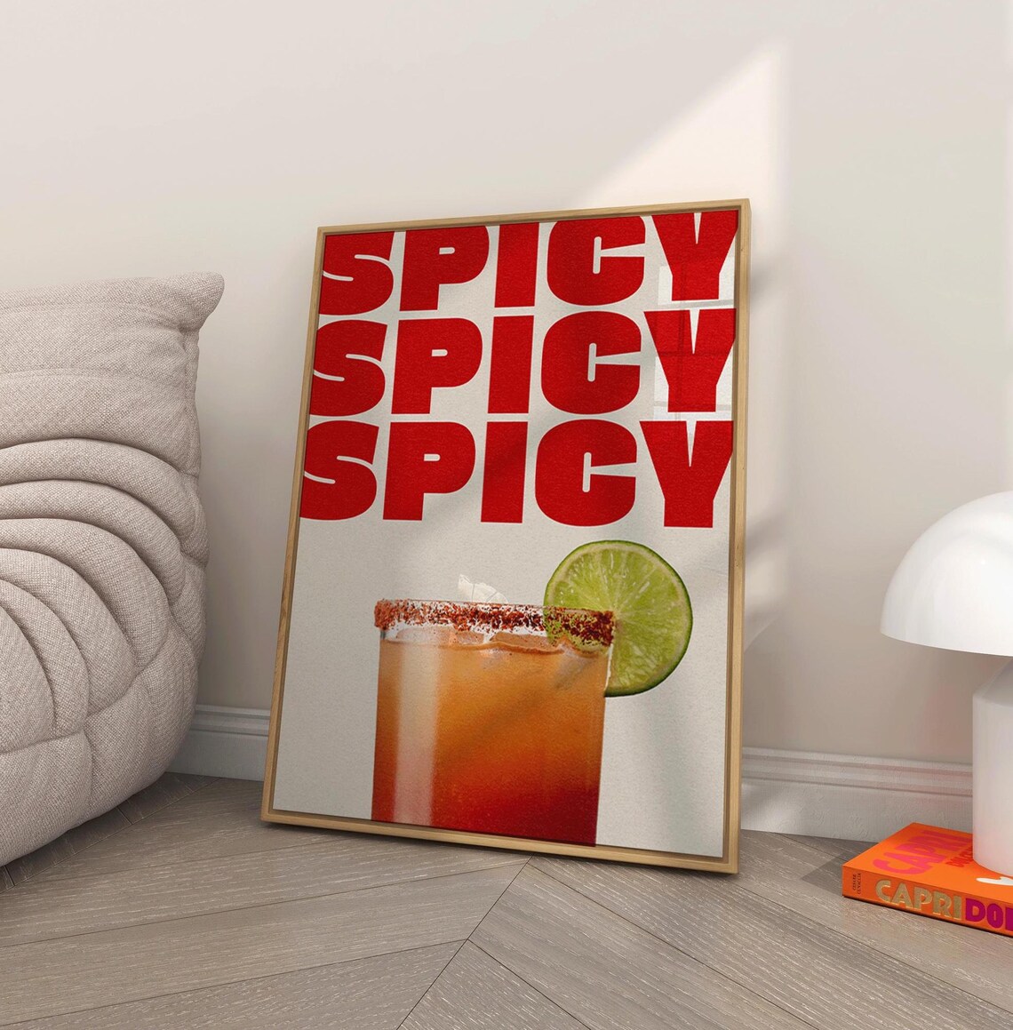 Spicy Margarita Cocktail Poster, Bar Cart Art