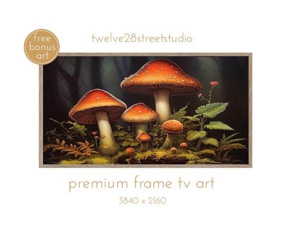 Botanical Mushrooms Frame Tv Art Dark Cottagecore Moody Tv Art Dark Academia For The Frame Tv Instant Mushroom Tv Art