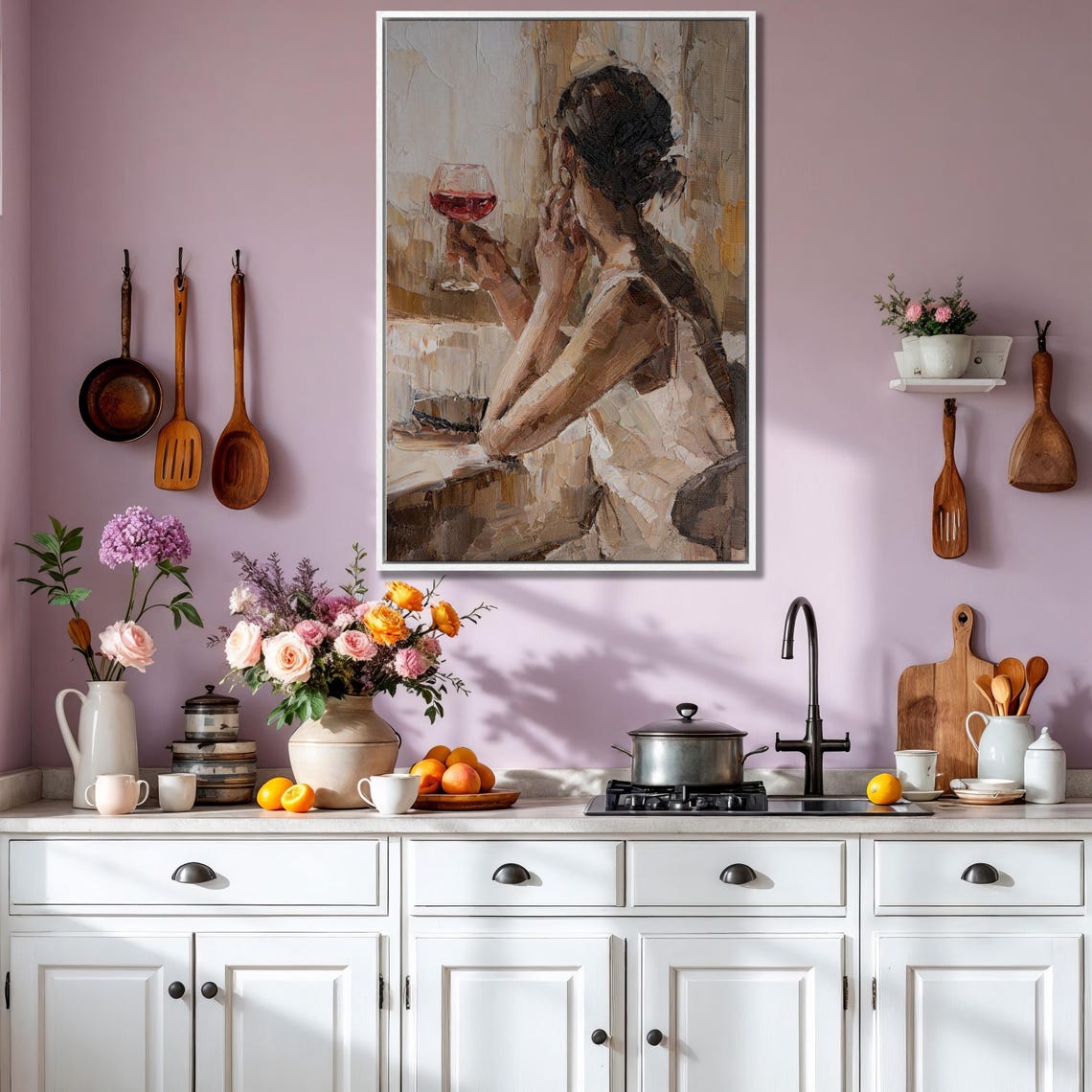 Girl With A Glass Of Wine Oil Painting Print On Woman Holding A Glass Of Wine Impressionism Wall Art Wine Oil Painting - Image 2