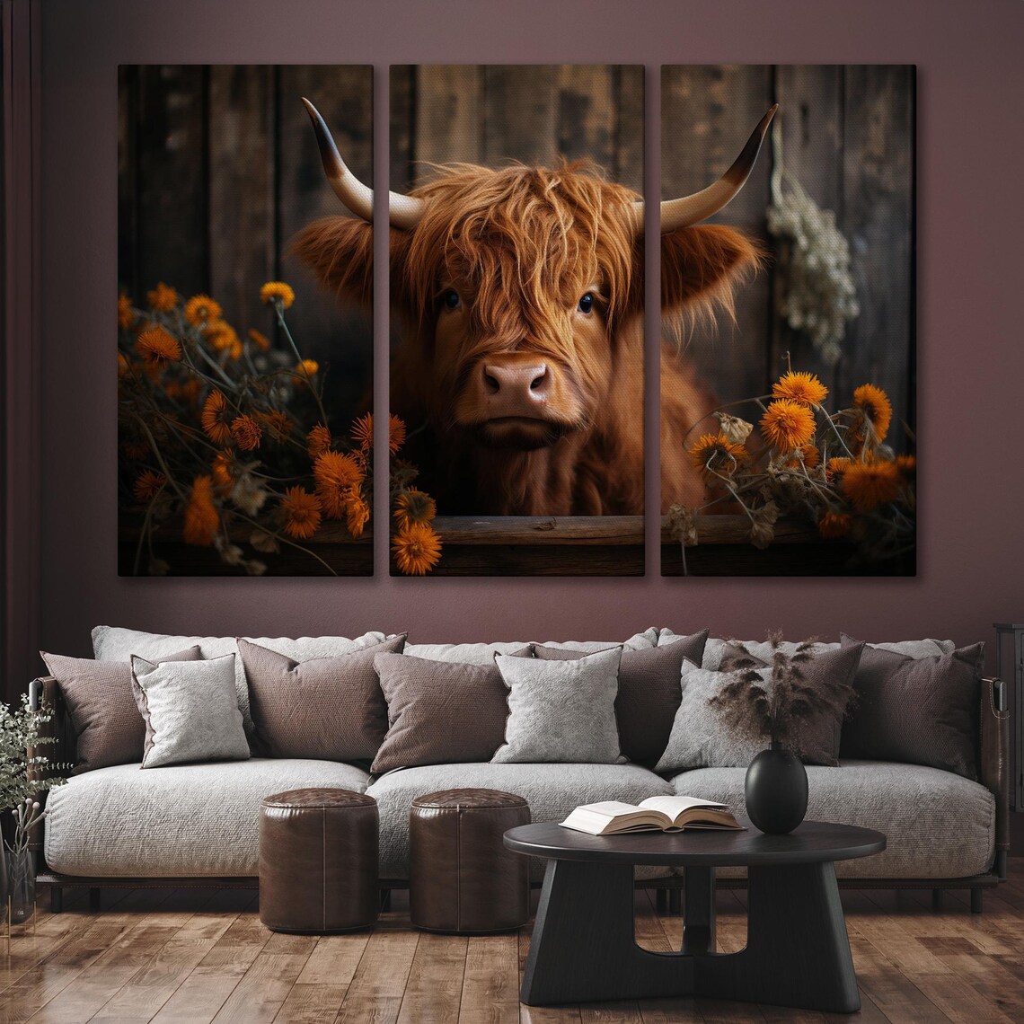 Cute Calf Rustic Farmhouse Art Print, Highland Cow - Image 6
