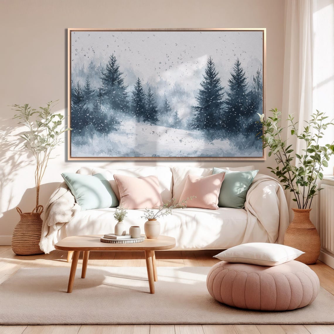 Snowy Evergreen Forest In Falling Snow Winter Landscape Poster - Image 5