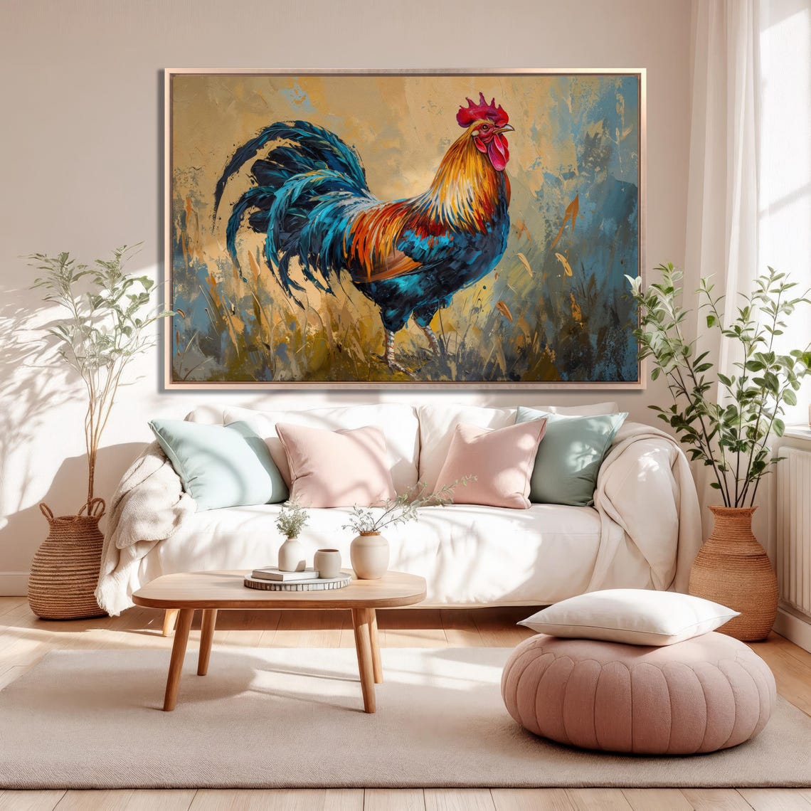 Vibrant Rooster Portrait Farmhouse Poultry Colorful Wall Art - Image 2