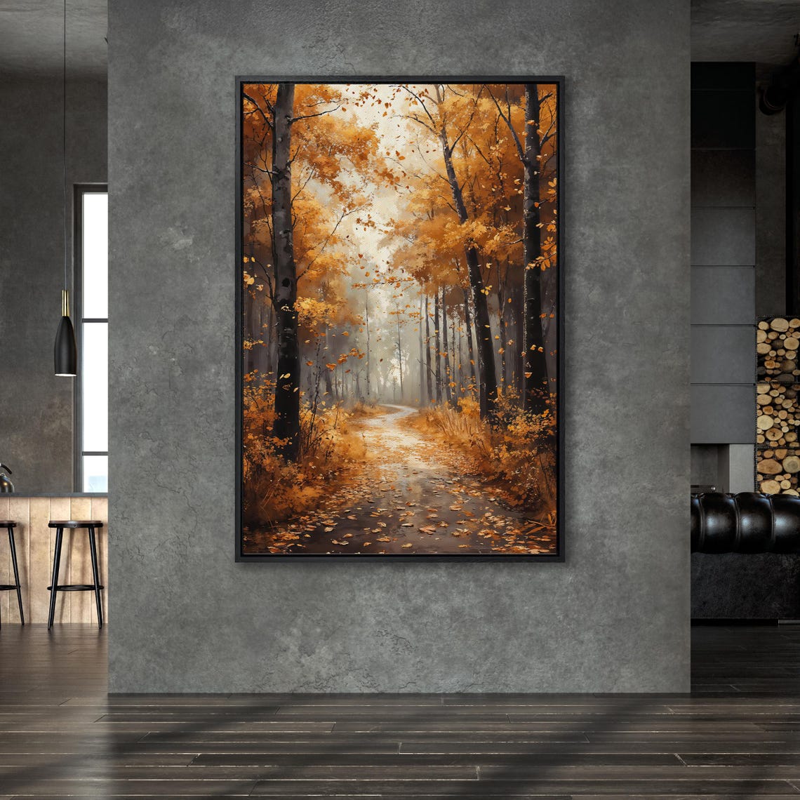 Autumn Forest Pathway Covered In Vibrant Orange Fall Leaves Poster - Image 5