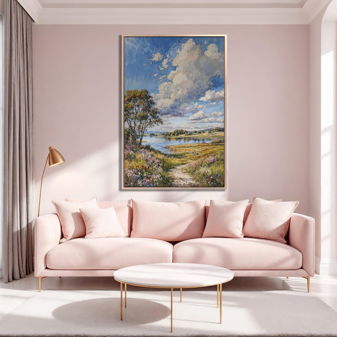 Sunny Countryside Lake With Wildflower Path and Big Sky Poster - Image 5