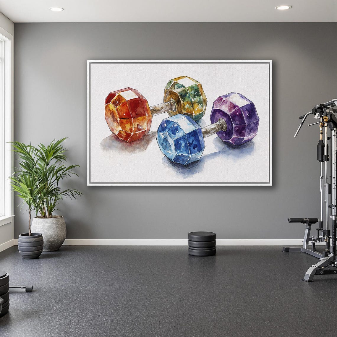 Dumbbells Framed Art Watercolor Sports Painting Print Motivational Gym Decor Workout Wall Art Fitness Poster Ready To Hang Gift - Image 5