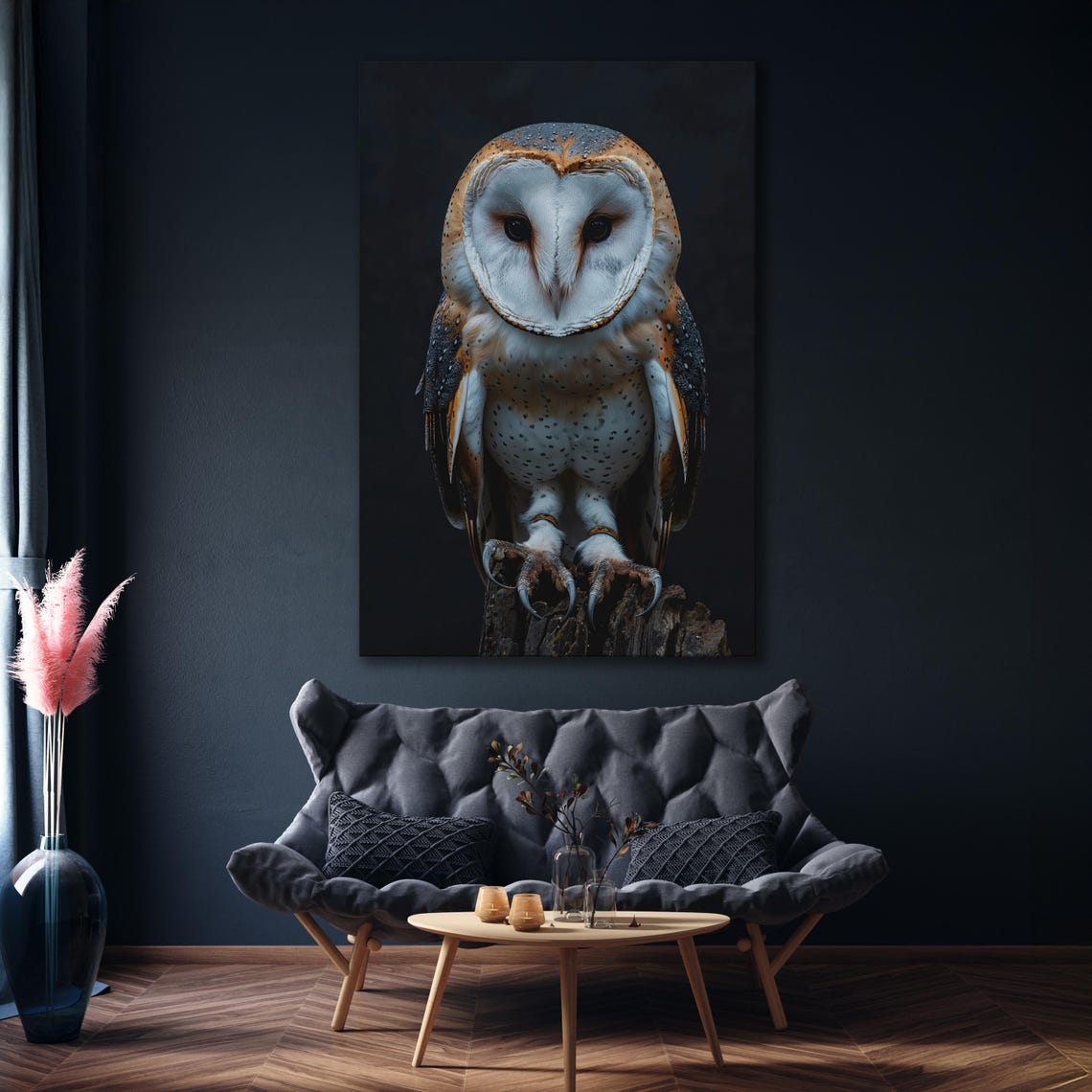 Barn Owl Intense Gaze On Black Background Dramatic Portrait Poster - Image 5