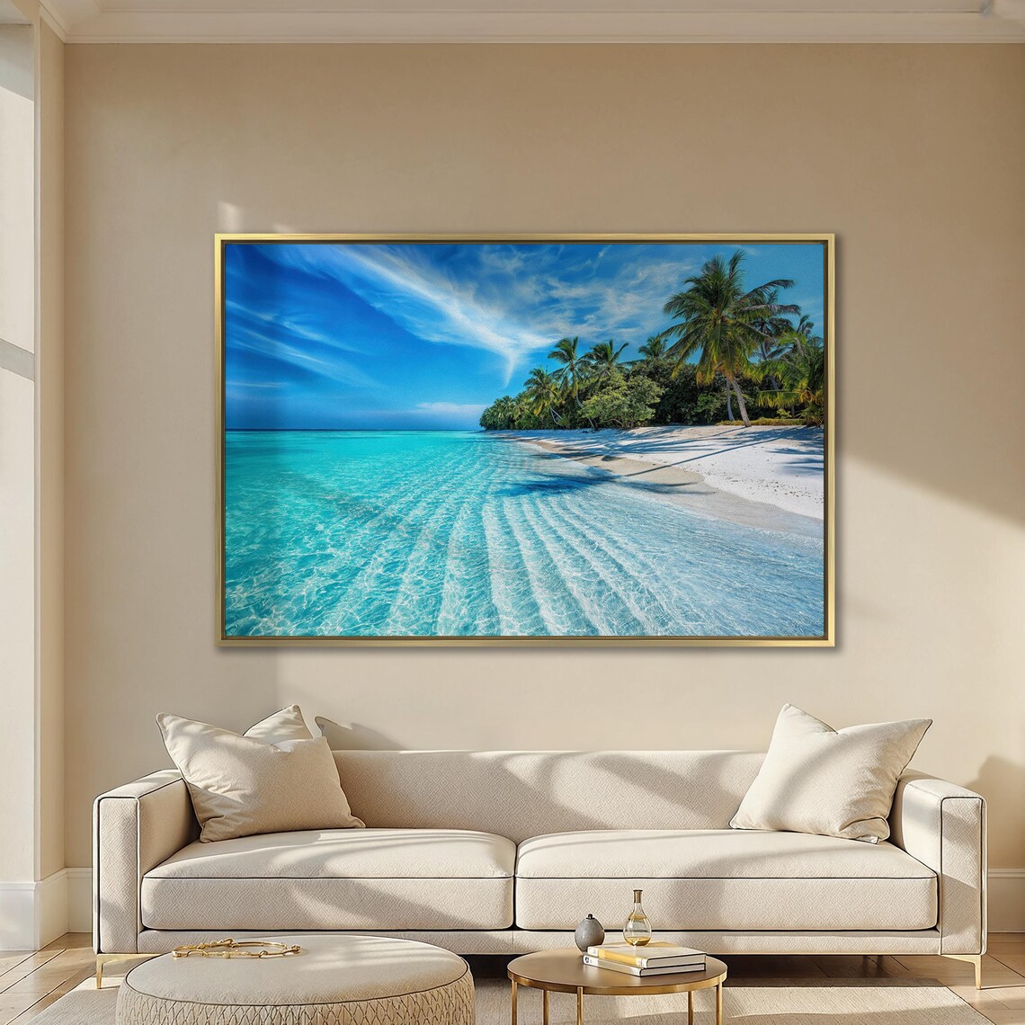 Tropical Beach Ocean Beach Palm Trees Art Print - Image 4