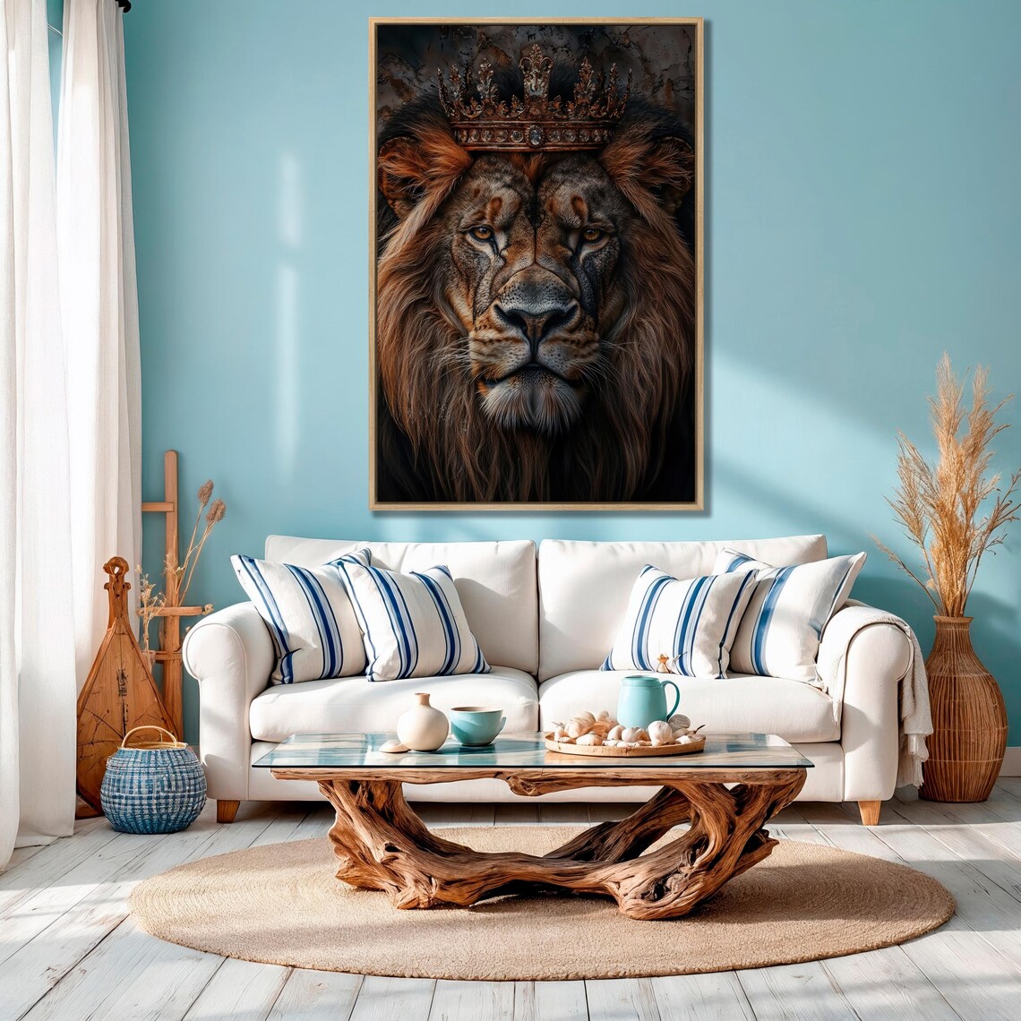 Majestic Lion Portrait Wall Art Animal Painting Print Luxury Wall Decor King Of The Jungle Poster Ready To Hang Animals Lover Gift - Image 3