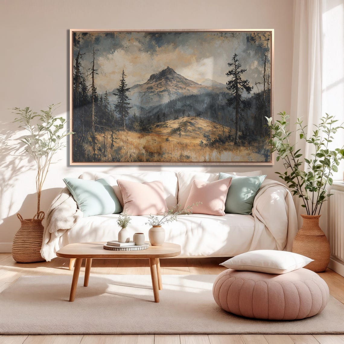 Moody Mountain Peak At Dawn With Pine Trees Landscape Poster - Image 5