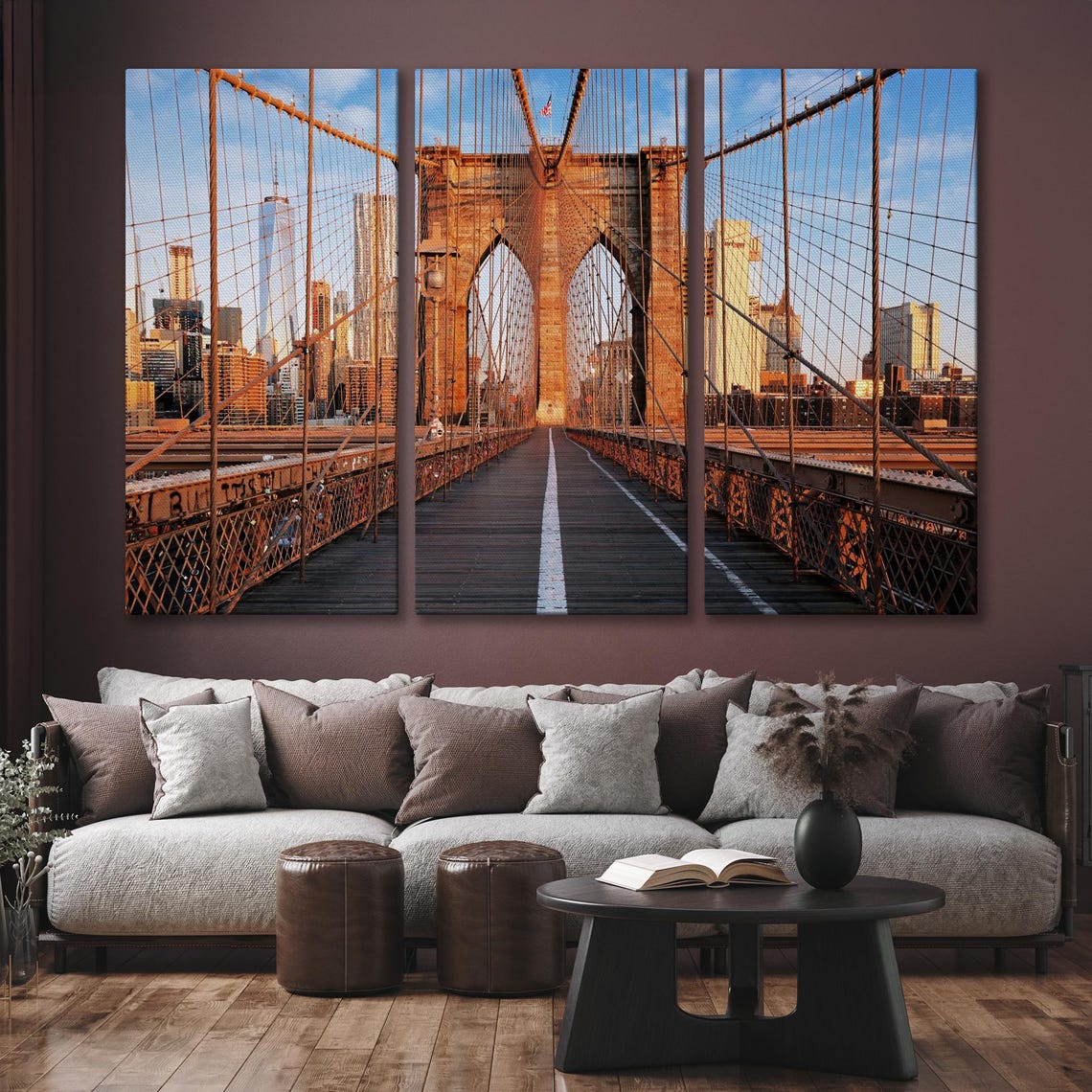 Brooklyn Bridge Pedestrian Walkway Golden Hour New York Poster - Image 6