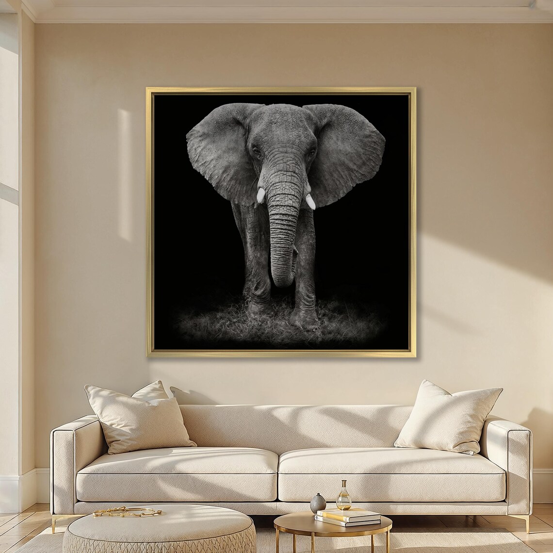 African Elephant Black and White Wall Art Print - Image 5