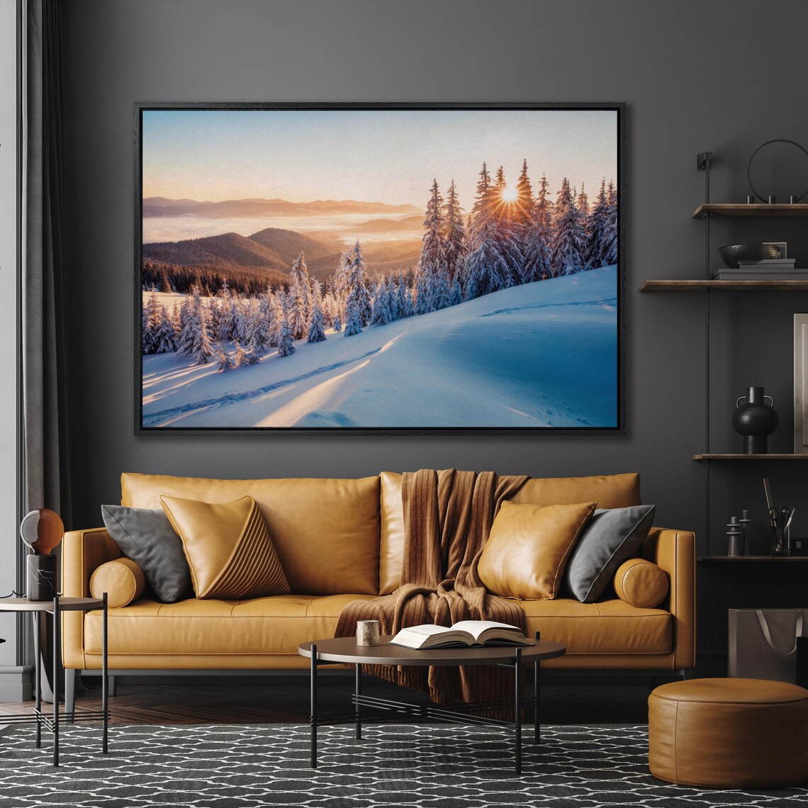 Snowy Spruce Trees Winter Morning Mountain Valley Photography Print - Image 5