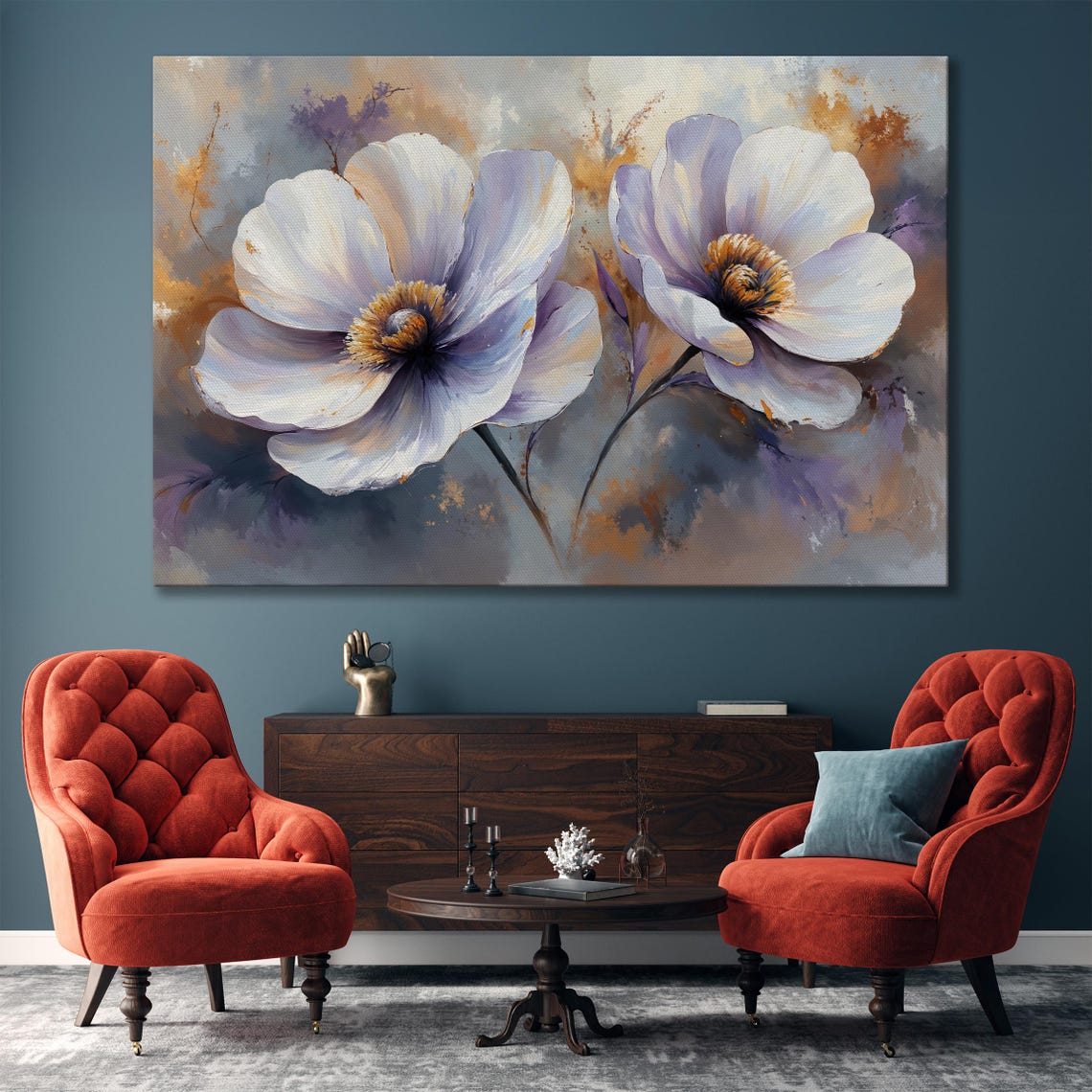 White Anemone Flower Duo Painted In Lavender Botanical Poster - Image 4
