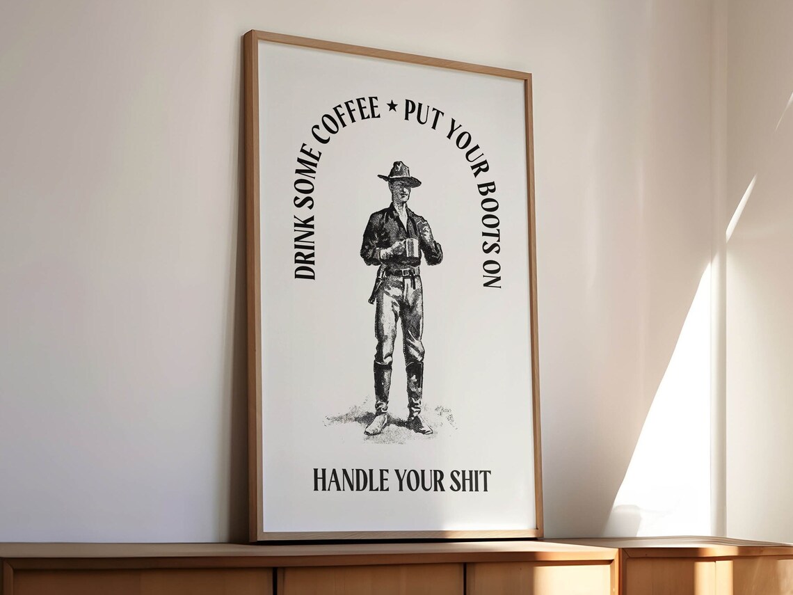 Coffee Cowboy Western Coffee Bar Art Print - Image 2