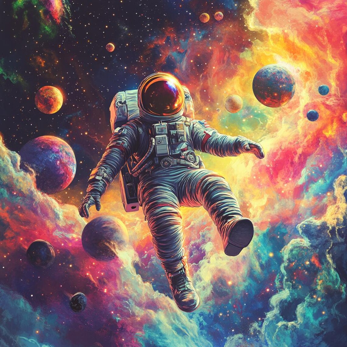 Retro Astronaut Vintage Space Adventure Art Print