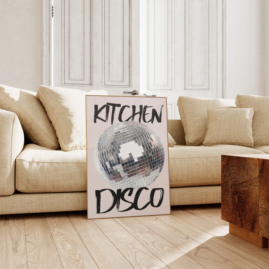 Kitchen Disco Silver Mirror Ball Photo Pink Retro Party Wall Art - Image 5