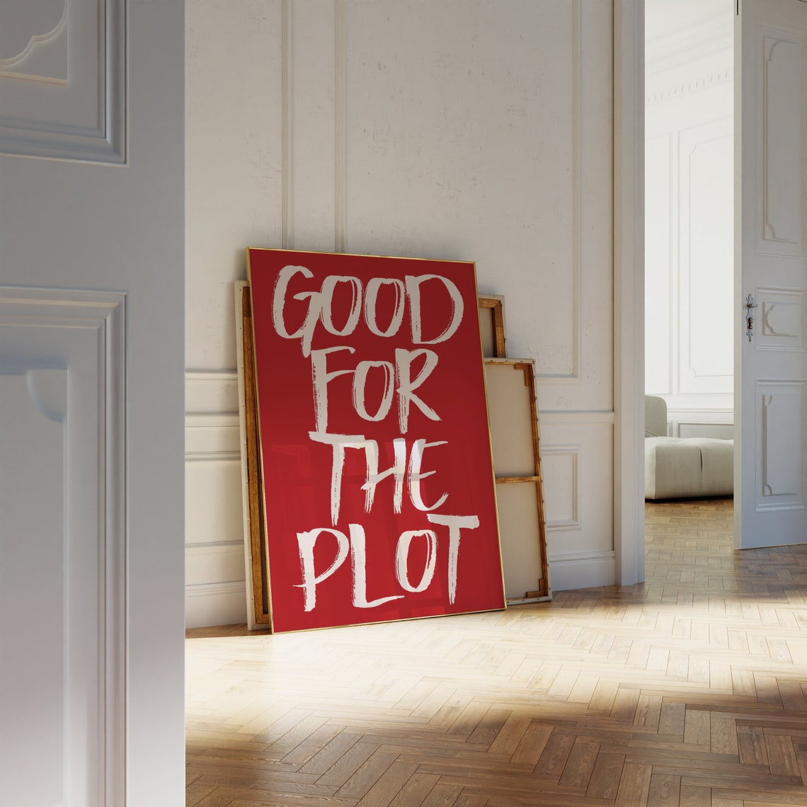 Good For The Plot Bold White Brush Script Red Statement Quote Poster - Image 3