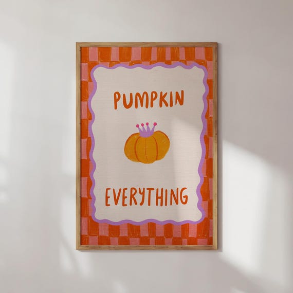 Hand Written Pumpkin Everything Wall Art Dopamine Thanksgiving Autumn Decor