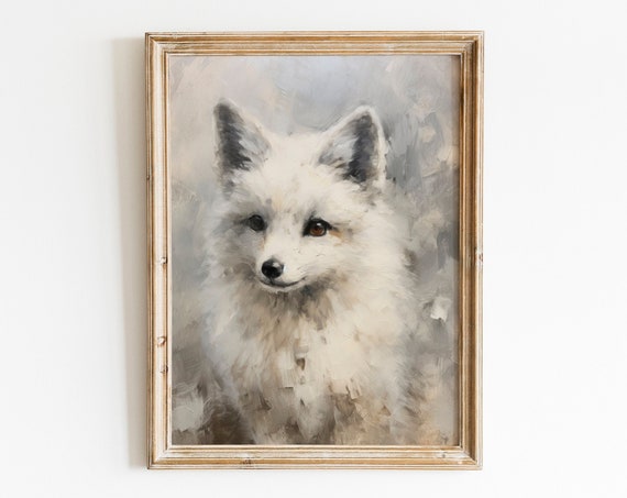 Arctic Fox Vintage Winter Print Farmhouse Wall Decor Winter Wall Art Snowy Vintage Decor Wall Art
