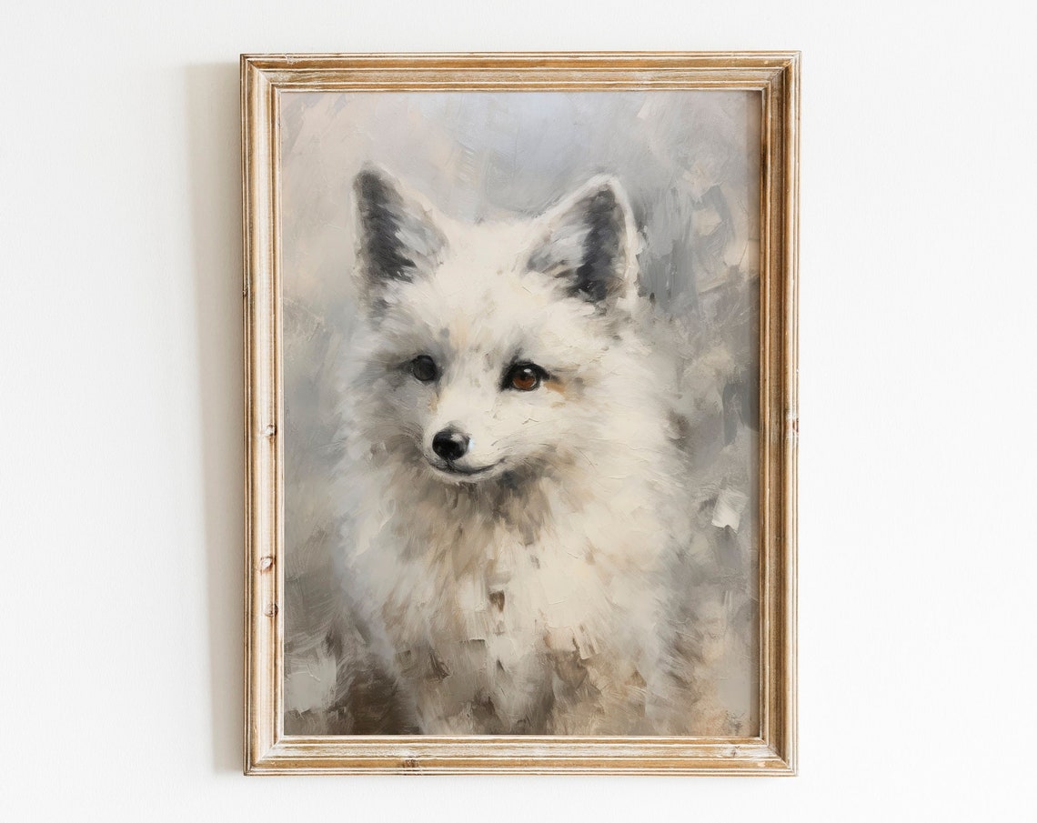 Arctic Fox Vintage Winter Print Farmhouse Wall Decor Winter Wall Art Snowy Vintage Decor Wall Art