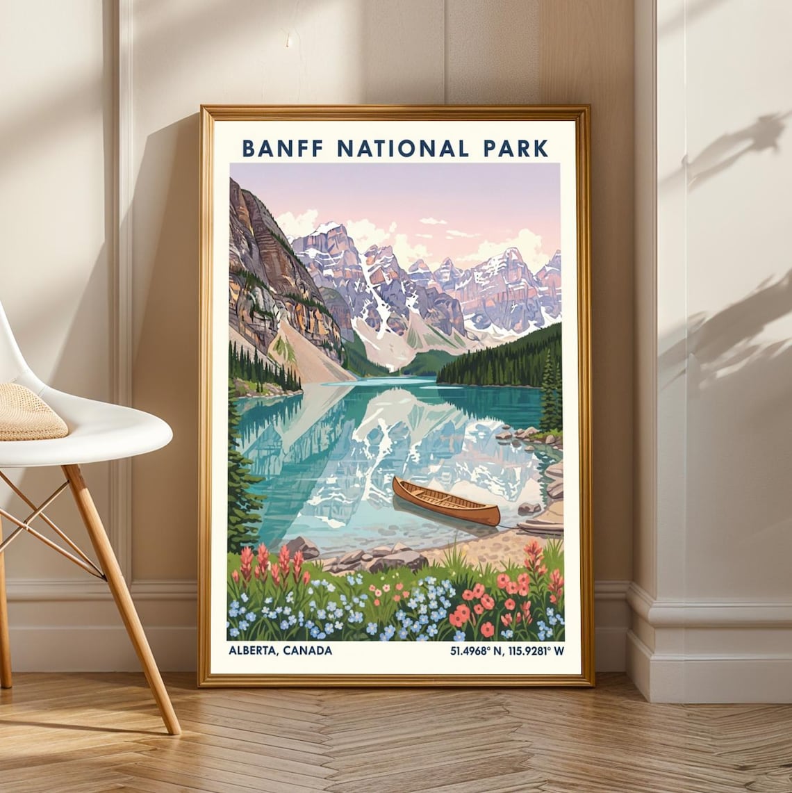 Banff National Park Gouache Travel Poster Art Print