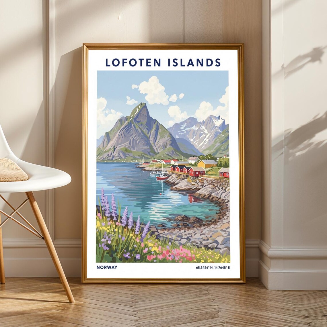 Lofoten Islands Norway Fishing Village Vintage Travel Poster