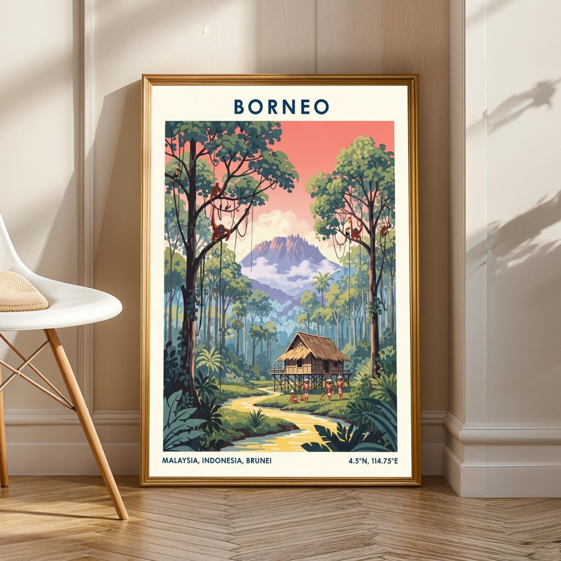 Borneo Jungle Village Tropical Art Print