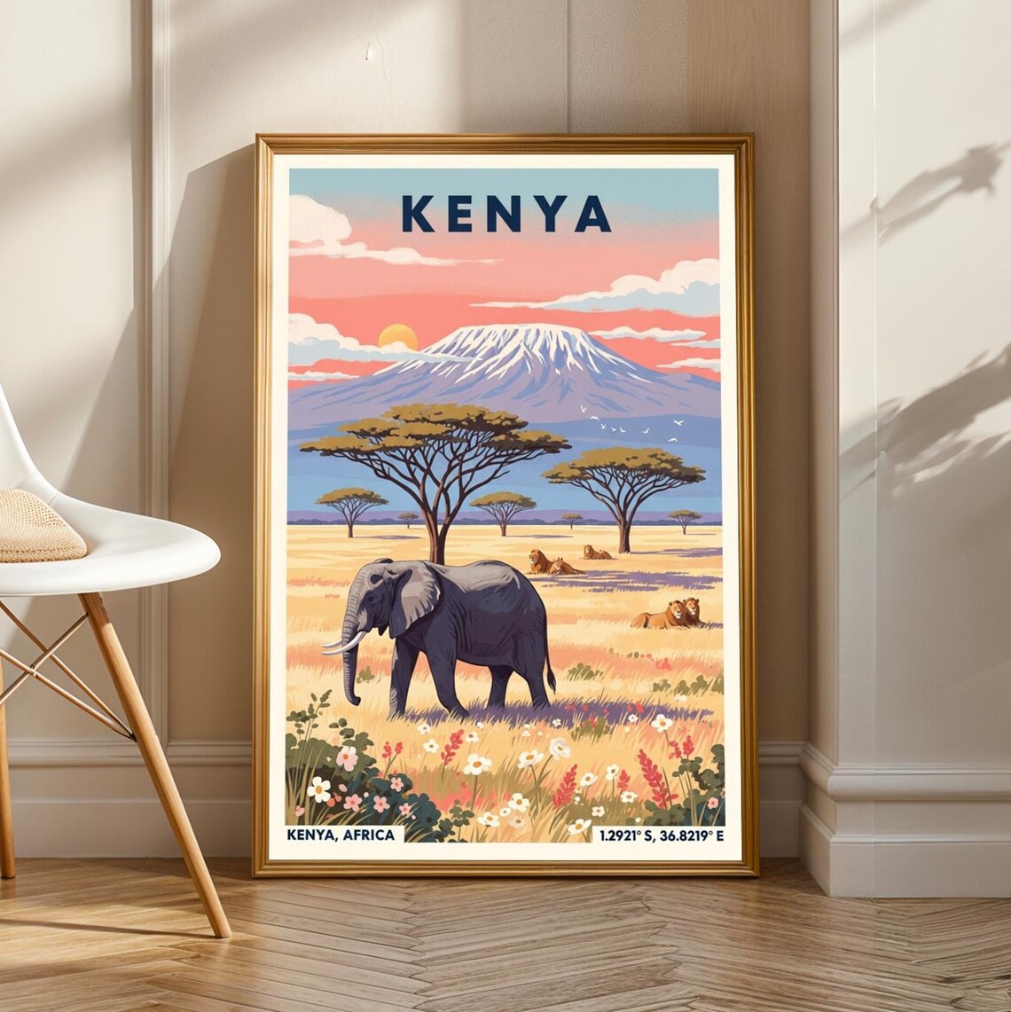 Mount Kilimanjaro Vintage Travel Safari Poster