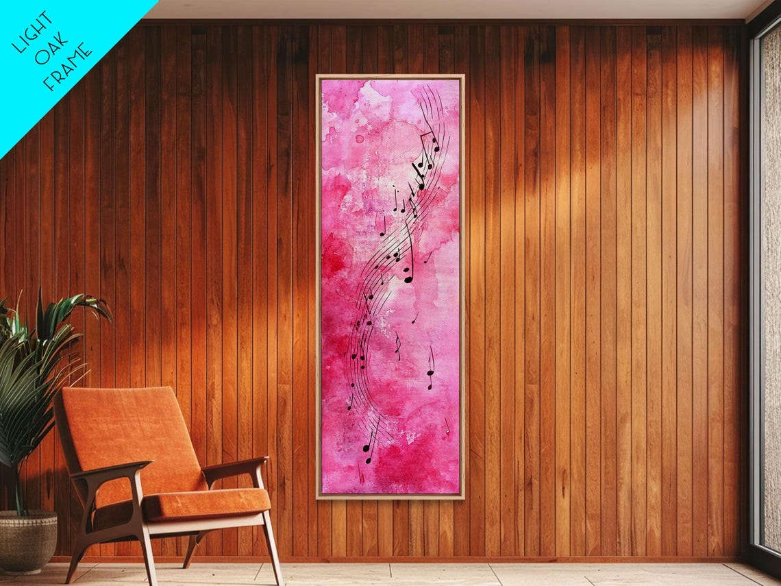 Swirling Music Notes On Pink Watercolor Abstract Music Wall Art - Image 6