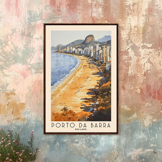 Porto da Barra Brazil Golden City Beach High Rises Watercolor Poster